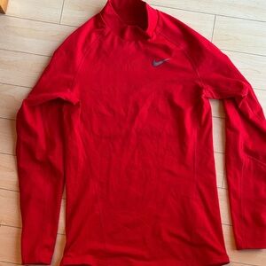 Nike Red Long Sleeve Shirt Mock Dri Fit Running Womens S